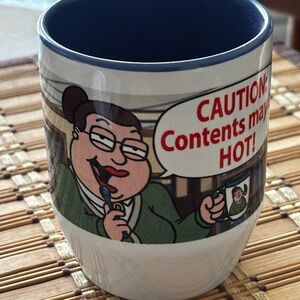 Brand New Family Guy Sexy Librarian Ceramic Mug with Spoon -Blue and White
